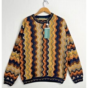 Vintage TUNDRA Sweater Mens M Made in‎ Canada Knit Pullover Abstract Pattern 90s